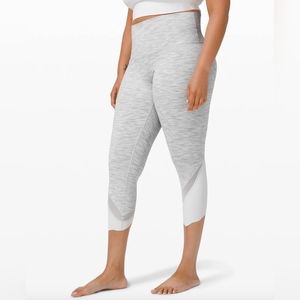 Lululemon Workout Yoga Leggings Gray Sz 8 Wunder Under Scalloped High Rise Crop